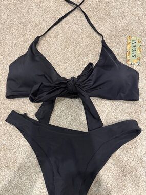 SHEKINI Damen Retro Rüschen High Waisted Bikini Bottom Bauchweg Shapewear Bademode Bottom Tankinis Brief (Azurblau,S